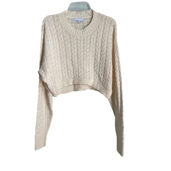 WeWoreWhat Sweaters - Danielle Bernstein WeWoreWhat Ivory Cable Knit Cropped Sweater